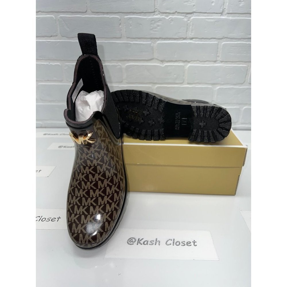 New Michael Kors Sidney Rain boots black brown - Picture 8 of 10